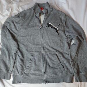 Puma Men's Gray Full-Zip Jacket  Size Medium